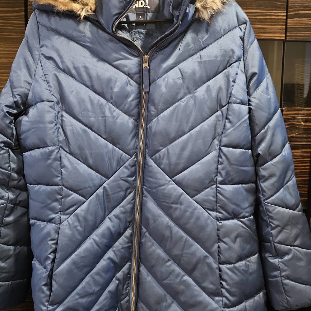 Lands' End Dark Blue Jacket with Soft Trim